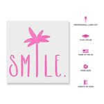 Casa si Gradina - Decoratiuni - DIY - Sabloane decorative pereti - Sablon Perete vopsire, tencuiala 0.7mm Smile Palm Tree Saying Refolosibil, model MXSP7196, 500 x 500 mm - Infinity.ro