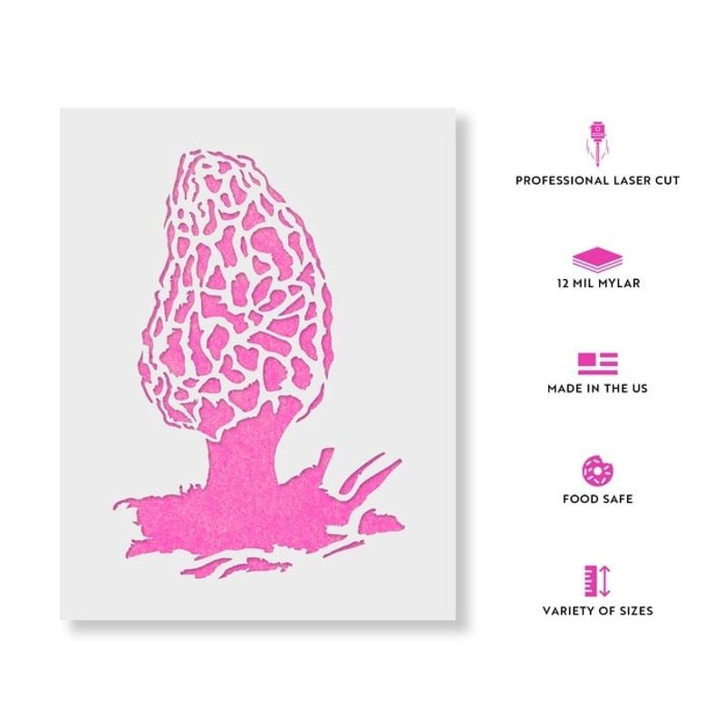 Casa si Gradina - Decoratiuni - DIY - Sabloane decorative pereti - Sablon Perete vopsire, tencuiala 0.7mm Morel Mushroom Refolosibil, model MXSP7204, 100 x 100 mm - Infinity.ro