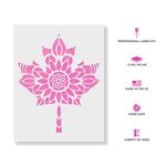 Casa si Gradina - Decoratiuni - DIY - Sabloane decorative pereti - Sablon Perete vopsire, tencuiala 0.7mm Mandala Maple Leaf Refolosibil, model MXSP7203, 800 x 800 mm - Infinity.ro