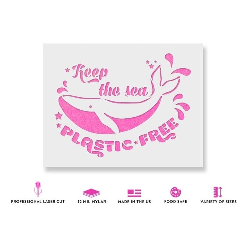 Casa si Gradina - Decoratiuni - DIY - Sabloane decorative pereti - Sablon Perete vopsire, tencuiala 0.7mm Keep The Sea Plastic Free Refolosibil, model MXSP7206, 500 x 500 mm - Infinity.ro