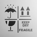 Casa si Gradina - Decoratiuni - DIY - Sabloane decorative pereti - Sablon Perete vopsire, tencuiala 0.7mm Keep Dry Fragile Up Text Refolosibil, model MXSP7220, 400 x 400 mm, 0.70mm - Infinity.ro