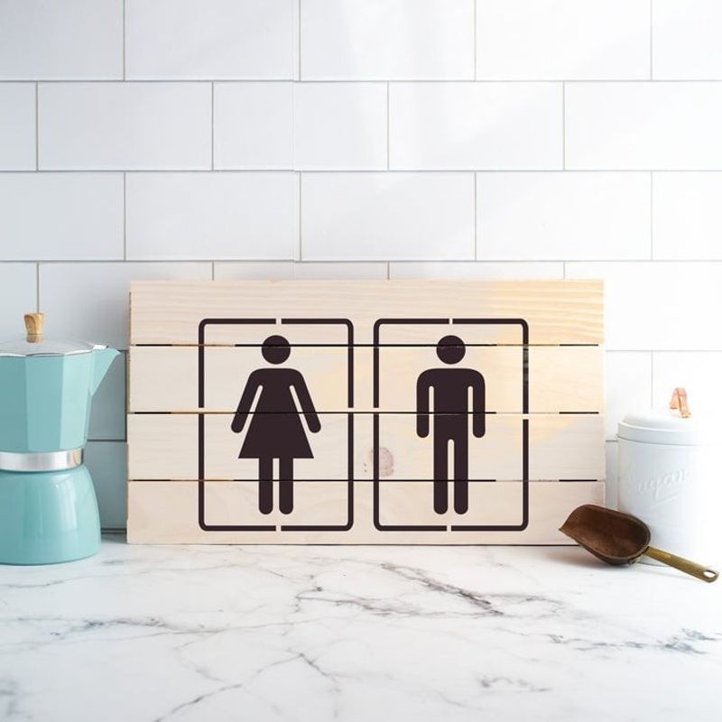 Casa si Gradina - Decoratiuni - DIY - Sabloane decorative pereti - Sablon Perete vopsire, tencuiala 0.7mm Bathroom Sign Refolosibil, model MXSP7211, 500 x 500 mm, 0.70mm - Infinity.ro