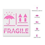 Casa si Gradina - Decoratiuni - DIY - Sabloane decorative pereti - Sablon Perete vopsire, tencuiala 0.7mm Fragile Right Side Up Keep Dry Refolosibil, model MXSP7221, 900 x 900 mm, 0.70mm - Infinity.ro