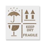 Casa si Gradina - Decoratiuni - DIY - Sabloane decorative pereti - Sablon Perete vopsire, tencuiala 0.7mm Keep Dry Fragile Up Text Refolosibil, model MXSP7220, 500 x 500 mm, 0.70mm - Infinity.ro