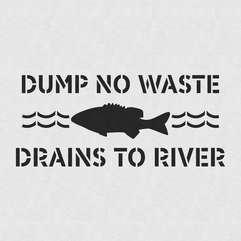 Casa si Gradina - Decoratiuni - DIY - Sabloane decorative pereti - Sablon Perete vopsire, tencuiala 0.7mm No Dumping Drains to River Refolosibil, model MXSP7225, 100 x 100 mm, 0.70mm - Infinity.ro
