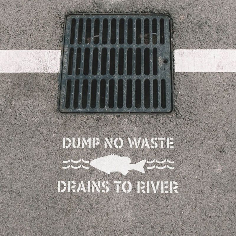 Casa si Gradina - Decoratiuni - DIY - Sabloane decorative pereti - Sablon Perete vopsire, tencuiala 0.7mm No Dumping Drains to River Refolosibil, model MXSP7225, 100 x 100 mm, 0.70mm - Infinity.ro