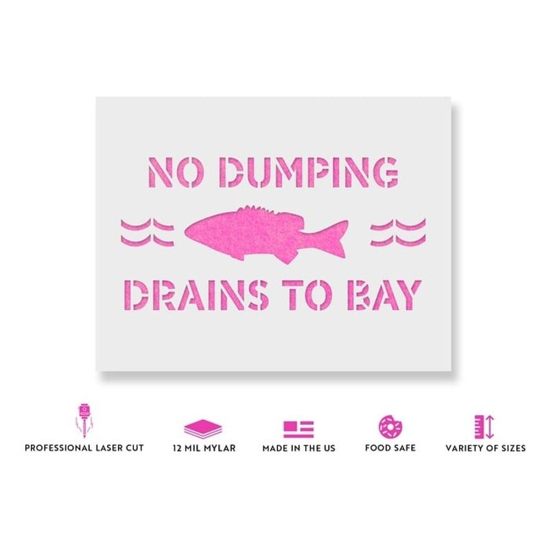 Casa si Gradina - Decoratiuni - DIY - Sabloane decorative pereti - Sablon Perete vopsire, tencuiala 0.7mm No Dumping Drains to Bay Refolosibil, model MXSP7224, 400 x 400 mm, 0.70mm - Infinity.ro