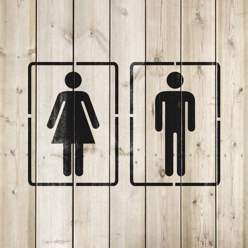 Casa si Gradina - Decoratiuni - DIY - Sabloane decorative pereti - Sablon Perete vopsire, tencuiala 0.7mm Bathroom Sign Refolosibil, model MXSP7211, 700 x 700 mm, 0.70mm - Infinity.ro