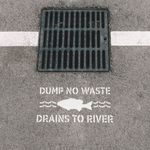 Casa si Gradina - Decoratiuni - DIY - Sabloane decorative pereti - Sablon Perete vopsire, tencuiala 0.7mm No Dumping Drains to River Refolosibil, model MXSP7225, 1000 x 1000 mm, 0.70mm - Infinity.ro