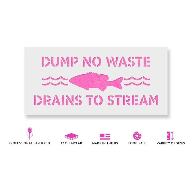 Casa si Gradina - Decoratiuni - DIY - Sabloane decorative pereti - Sablon Perete vopsire, tencuiala 0.7mm No Dumping Drains to Stream Refolosibil, model MXSP7226, 400 x 400 mm, 0.70mm - Infinity.ro