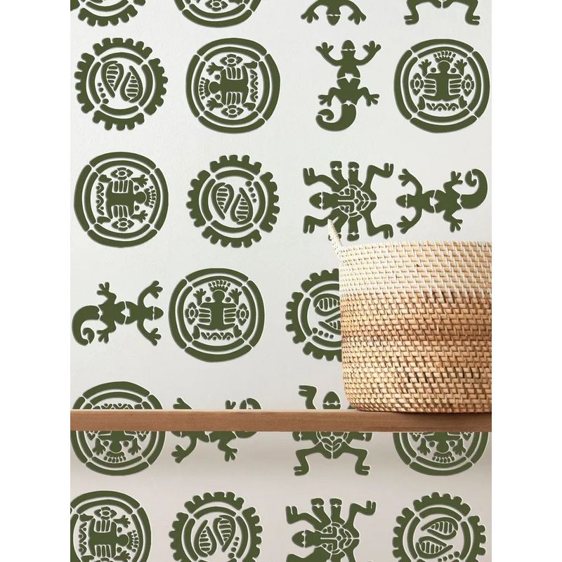 Casa si Gradina - Decoratiuni - DIY - Sabloane decorative pereti - Set 4 Sabloane perete vopsire, tencuiala Aztec 150x150mm grosime 0,7mm model MXSP7384 - Infinity.ro