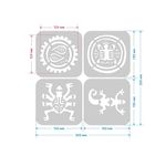 Casa si Gradina - Decoratiuni - DIY - Sabloane decorative pereti - Set 4 Sabloane perete vopsire, tencuiala Aztec 150x150mm grosime 0,7mm model MXSP7384 - Infinity.ro