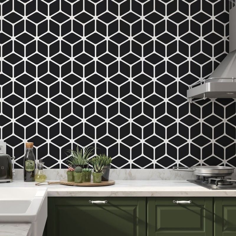 Casa si Gradina - Decoratiuni - DIY - Sabloane decorative pereti - Sablon Perete vopsire, tencuiala 900x600x0.7mm Hexagon Illusion Refolosibil, model MXSP7110 - Infinity.ro