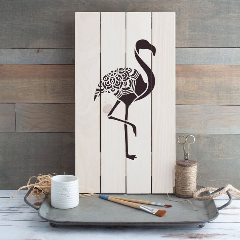Casa si Gradina - Decoratiuni - DIY - Sabloane decorative pereti - Sablon Perete vopsire, tencuiala 0.7mm Flamingo model MXSP7395, 700 x 700 mm - Infinity.ro