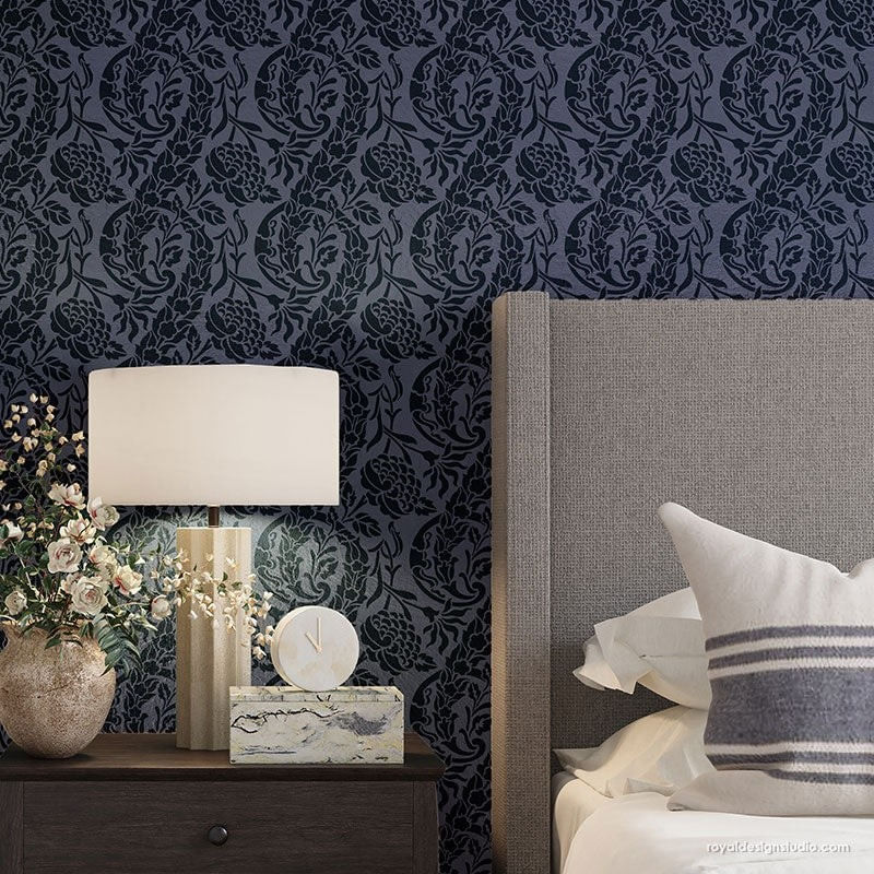 Casa si Gradina - Decoratiuni - DIY - Sabloane decorative pereti - Sablon Perete vopsire, tencuiala dimensiune 900x600 x mm grosime 0,7mm Saxony Damask model MXSP7498 - Infinity.ro