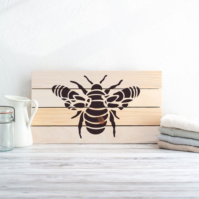 Casa si Gradina - Decoratiuni - DIY - Sabloane decorative pereti - Sablon Perete vopsire, tencuiala 0.7mm Mandala Bumble Bee Stencil Refolosibil, model MXSP7178, 100 x 100 mm - Infinity.ro