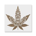 Casa si Gradina - Decoratiuni - DIY - Sabloane decorative pereti - Sablon Perete vopsire, tencuiala 0.7mm Mandala Weed Leaf Refolosibil, model MXSP7187, 100 x 100 mm - Infinity.ro