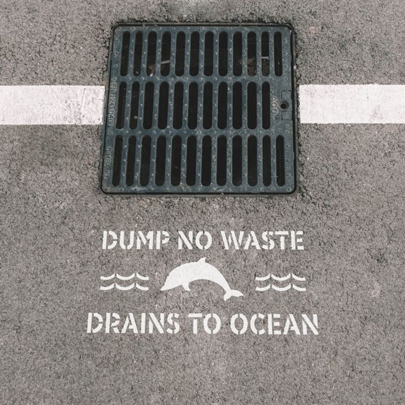 Casa si Gradina - Decoratiuni - DIY - Sabloane decorative pereti - Sablon Perete vopsire, tencuiala 0.7mm No Dumping Drains to Ocean Refolosibil, model MXSP7210, 200 x 200 mm, 0.70 mm - Infinity.ro