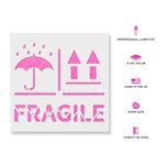 Casa si Gradina - Decoratiuni - DIY - Sabloane decorative pereti - Sablon Perete vopsire, tencuiala 0.7mm Fragile Right Side Up Keep Dry Refolosibil, model MXSP7221, 200 x 200 mm, 0.70mm - Infinity.ro