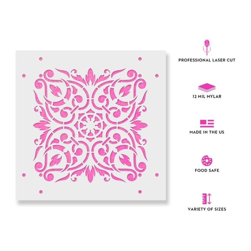 Casa si Gradina - Decoratiuni - DIY - Sabloane decorative pereti - Sablon Perete vopsire, tencuiala 0.7mm Arabesque Refolosibil, model MXSP7154, 400 x 400 mm - Infinity.ro