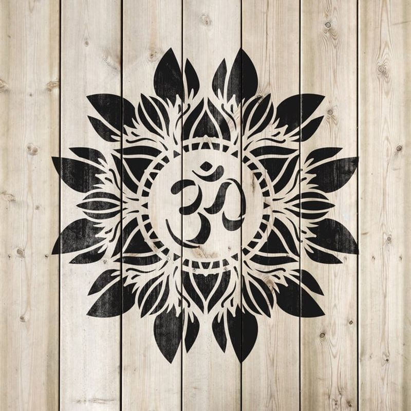 Casa si Gradina - Decoratiuni - DIY - Sabloane decorative pereti - Sablon Perete vopsire, tencuiala 0.7mm Om Flower Mandala Refolosibil, model MXSP7150, 400 x 400 mm - Infinity.ro