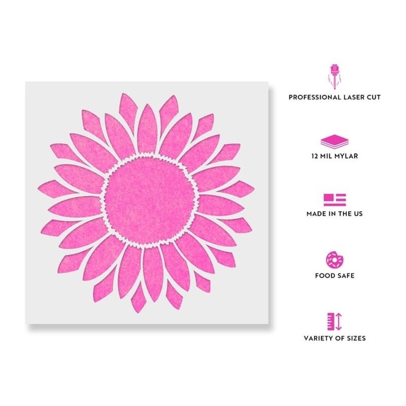 Casa si Gradina - Decoratiuni - DIY - Sabloane decorative pereti - Sablon Perete vopsire, tencuiala 0.7mm Sunflower Stencil Refolosibil, model MXSP7165, 600 x 600 mm - Infinity.ro