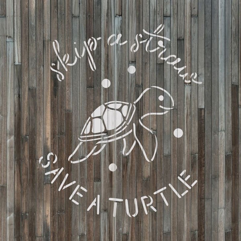 Casa si Gradina - Decoratiuni - DIY - Sabloane decorative pereti - Sablon Perete vopsire, tencuiala 0.7mm Save Sea Turtles Refolosibil, model MXSP7207, 800 x 800 mm - Infinity.ro