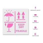 Casa si Gradina - Decoratiuni - DIY - Sabloane decorative pereti - Sablon Perete vopsire, tencuiala 0.7mm Keep Dry Fragile Up Text Refolosibil, model MXSP7220, 900 x 900 mm, 0.70mm - Infinity.ro