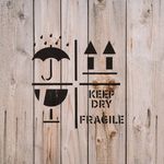 Casa si Gradina - Decoratiuni - DIY - Sabloane decorative pereti - Sablon Perete vopsire, tencuiala 0.7mm Keep Dry Fragile Up Text Refolosibil, model MXSP7220, 900 x 900 mm, 0.70mm - Infinity.ro
