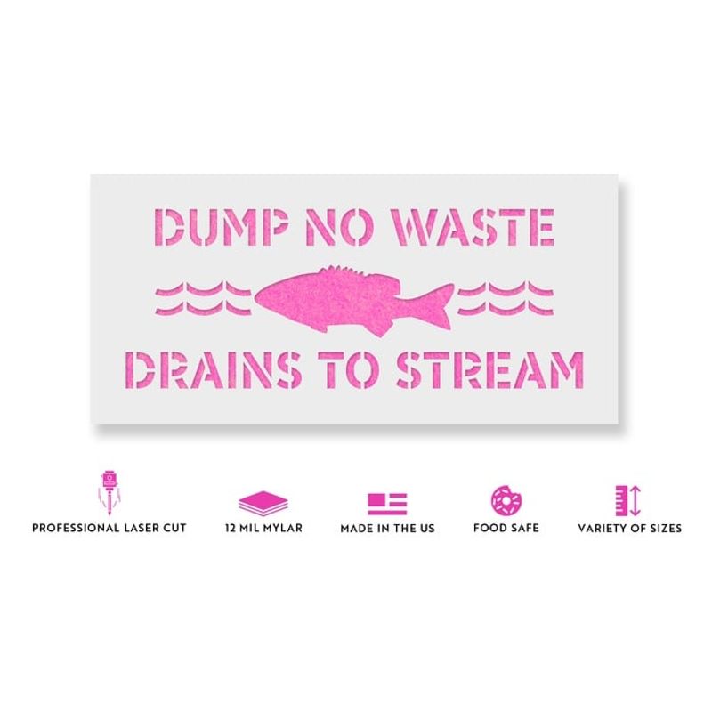 Casa si Gradina - Decoratiuni - DIY - Sabloane decorative pereti - Sablon Perete vopsire, tencuiala 0.7mm No Dumping Drains to Stream Refolosibil, model MXSP7226, 900 x 900 mm, 0.70mm - Infinity.ro