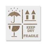 Casa si Gradina - Decoratiuni - DIY - Sabloane decorative pereti - Sablon Perete vopsire, tencuiala 0.7mm Keep Dry Fragile Up Text Refolosibil, model MXSP7220, 1000 x 1000 mm, 0.70mm - Infinity.ro