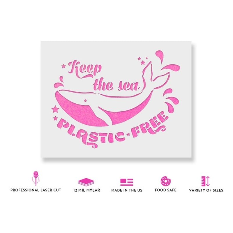 Casa si Gradina - Decoratiuni - DIY - Sabloane decorative pereti - Sablon Perete vopsire, tencuiala 0.7mm Keep The Sea Plastic Free Refolosibil, model MXSP7206, 1000 x 1000 mm - Infinity.ro