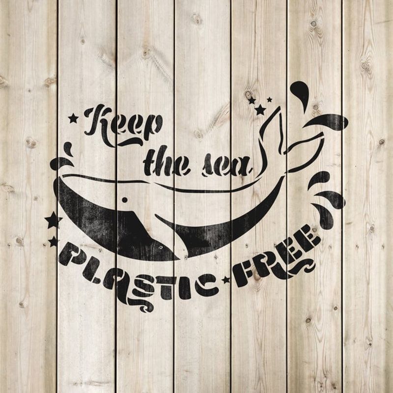 Casa si Gradina - Decoratiuni - DIY - Sabloane decorative pereti - Sablon Perete vopsire, tencuiala 0.7mm Keep The Sea Plastic Free Refolosibil, model MXSP7206, 1000 x 1000 mm - Infinity.ro