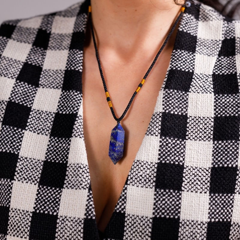Fashion, accesorii si bijuterii - Femei - Bijuterii femei - Coliere femei - Colier Mani reglabil, cu varf dublu de Lapis Lazuli - Infinity.ro
