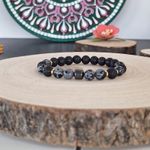 Fashion, accesorii si bijuterii - Barbati - Bijuterii barbati - Bratari barbati - Bratara barbati Jay din Hematit, Snow Flake Obsidian si Piatra de Lava, margele de 8mm - Infinity.ro