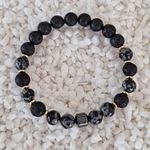 Fashion, accesorii si bijuterii - Barbati - Bijuterii barbati - Bratari barbati - Bratara barbati Jay din Hematit, Snow Flake Obsidian si Piatra de Lava, margele de 8mm - Infinity.ro