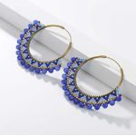 Fashion, accesorii si bijuterii - Femei - Bijuterii femei - Cercei femei - Cercei rotunzi Priya confectionati manual din margele Miyuki si Cristale de Cuart vopsite, design boem - Infinity.ro