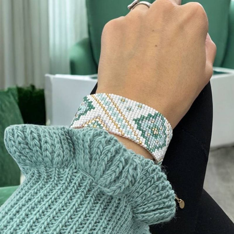 Fashion, accesorii si bijuterii - Femei - Bijuterii femei - Bratari femei - Bratara handmade lata multistrat din margele Miyuki, impletita manual, Amaris - Infinity.ro