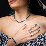 Fashion, accesorii si bijuterii - Femei - Bijuterii femei - Coliere femei - Colier choker Nirmay din pietre naturale de Sediment de Jasp, inchidere din argint 925 placat cu aur 14K - Infinity.ro