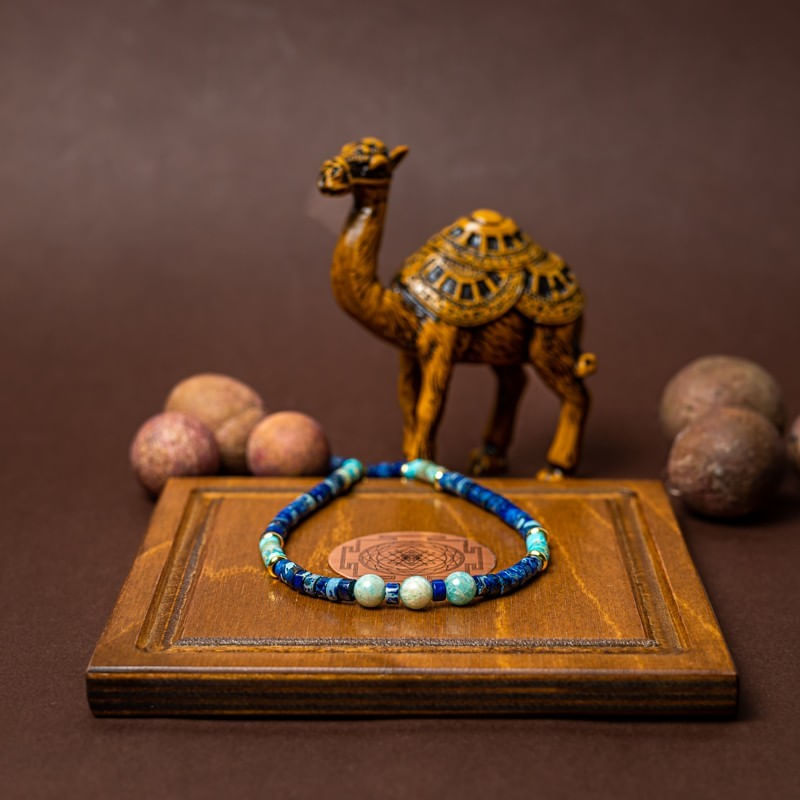 Fashion, accesorii si bijuterii - Femei - Bijuterii femei - Coliere femei - Colier choker Nirmay din pietre naturale de Sediment de Jasp, inchidere din argint 925 placat cu aur 14K - Infinity.ro