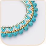 Fashion, accesorii si bijuterii - Femei - Bijuterii femei - Cercei femei - Cercei rotunzi Priya turcoaz confectionati manual din margele Miyuki, design boem - Infinity.ro