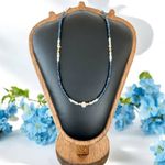 Fashion, accesorii si bijuterii - Femei - Bijuterii femei - Coliere femei - Colier handmade Indira din safir si perle naturale cu argint placat cu aur - Infinity.ro