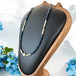 Fashion, accesorii si bijuterii - Femei - Bijuterii femei - Coliere femei - Colier handmade Indira din safir si perle naturale cu argint placat cu aur - Infinity.ro
