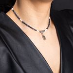 Fashion, accesorii si bijuterii - Femei - Bijuterii femei - Coliere femei - Colier Choker Ravindra din pietre naturale de Safir cu accesorii si sistem de inchidere din argint 925 - Infinity.ro