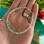 Fashion, accesorii si bijuterii - Femei - Bijuterii femei - Bratari femei - Bratara eleganta dama handmade Nabila cu Amazonit si argint placat cu aur 925 - Infinity.ro