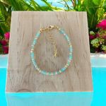 Fashion, accesorii si bijuterii - Femei - Bijuterii femei - Bratari femei - Bratara eleganta dama handmade Nabila cu Amazonit si argint placat cu aur 925 - Infinity.ro