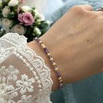 Fashion, accesorii si bijuterii - Femei - Bijuterii femei - Bratari femei - Bratara eleganta dama Nuria din Ametist si bilute de argint placat cu aur 925 - Infinity.ro