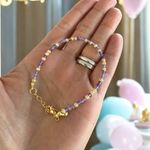 Fashion, accesorii si bijuterii - Femei - Bijuterii femei - Bratari femei - Bratara eleganta dama Nuria din Ametist si bilute de argint placat cu aur 925 - Infinity.ro