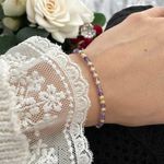Fashion, accesorii si bijuterii - Femei - Bijuterii femei - Bratari femei - Bratara eleganta dama Nuria din Ametist si bilute de argint placat cu aur 925 - Infinity.ro