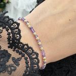 Fashion, accesorii si bijuterii - Femei - Bijuterii femei - Bratari femei - Bratara eleganta dama Nuria din Ametist si bilute de argint placat cu aur 925 - Infinity.ro